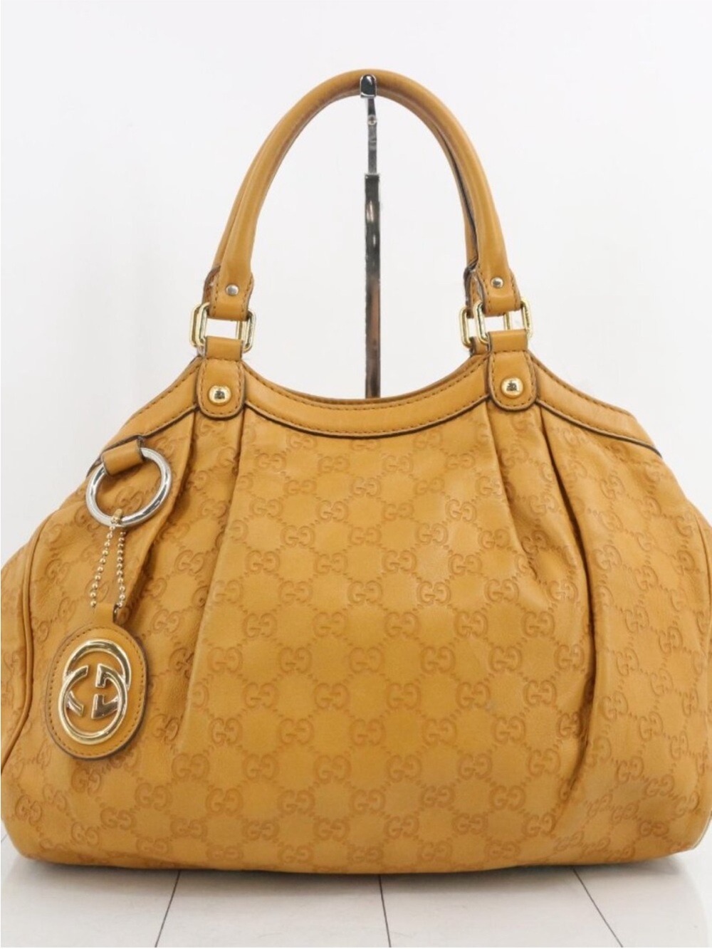 Gucci Guccissima Sukey Yellow Tan Monogram Leather Tote Bag